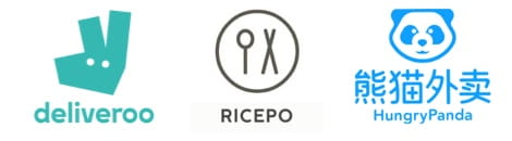 Food Delivery logos including Deliveroo, RicePo and Hungry Panda.